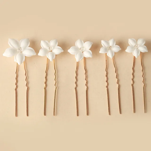 White Ceramic Flower Hair Accessories For Wedding Brides In Europe And America Style D - Shop at LoveMi