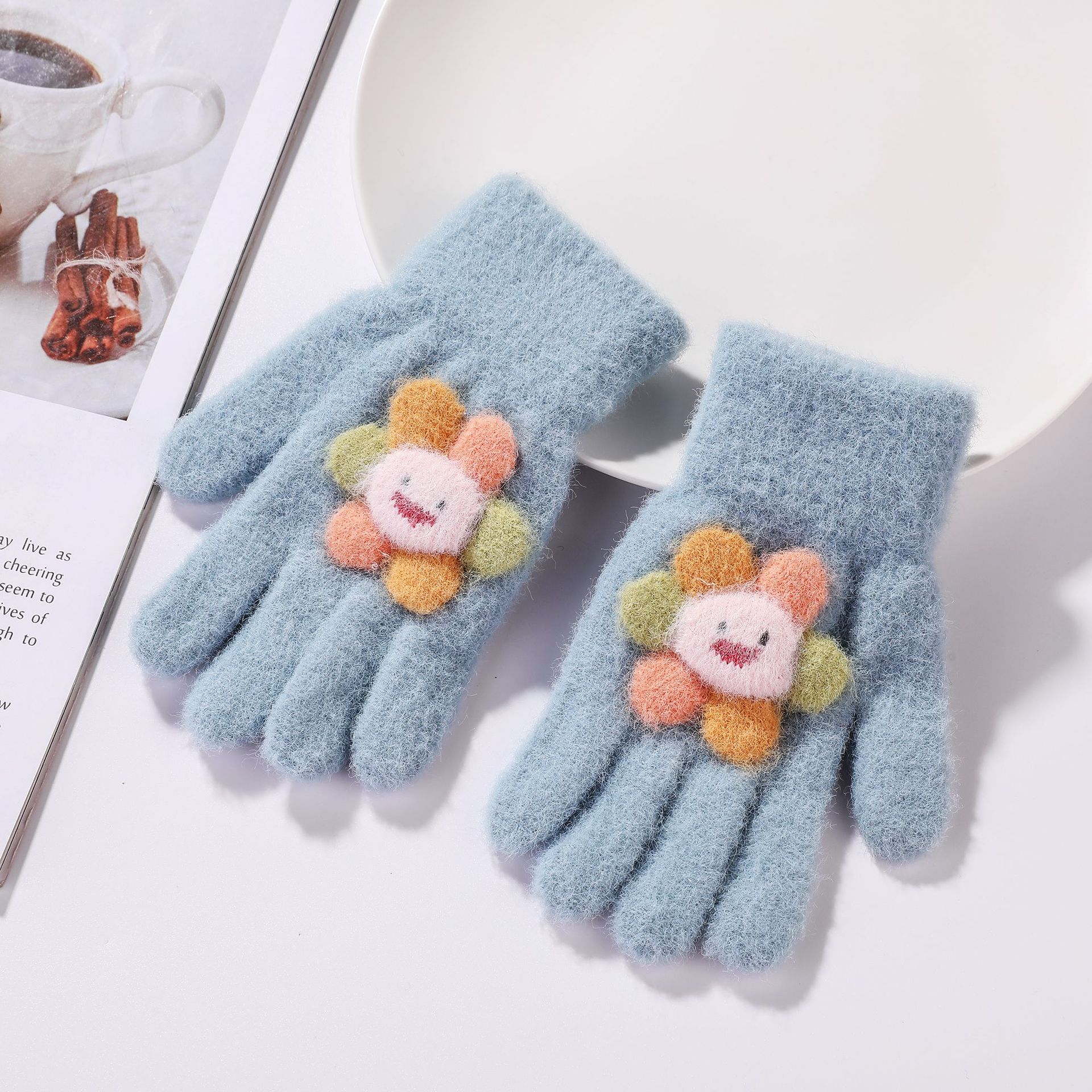 Winter New Children's Gloves Sable All Fingers Cute