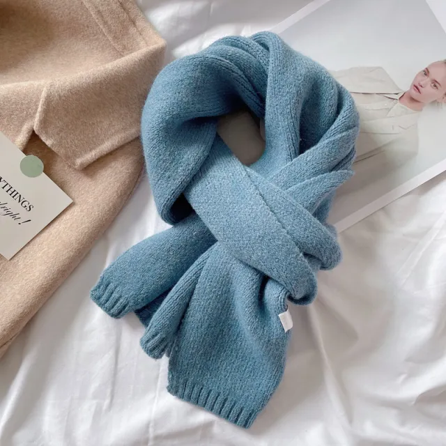 Students' Solid Color Trendy White All match Scarf Blue - Shop at LoveMi