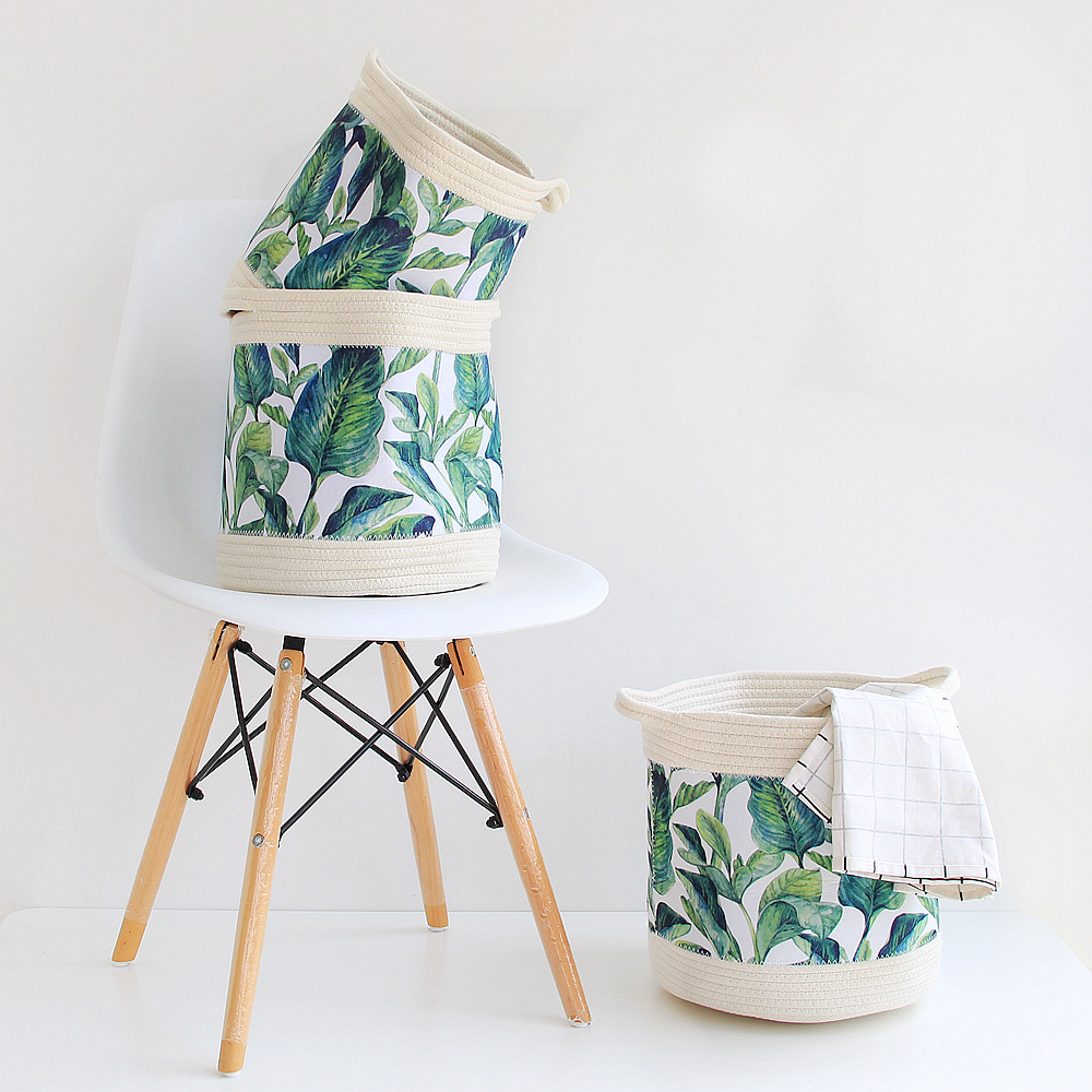 New Nordic green cotton thread storage basket weaving