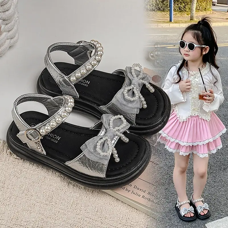 2026 Summer New Kids Sandals, Girls Fashion Versatile Princess Shoes, Stylish Soft Sole Beach Flat Shoes For Girls