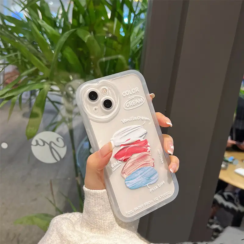 Simple Literary And Artistic Oil Paint Mobile Phone Case  Transparent Antifall