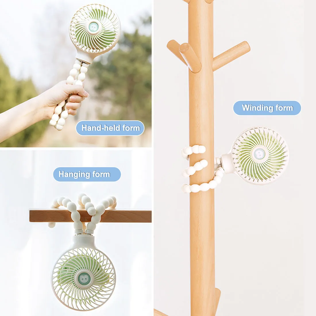 Octopus Deformed Folding Fan New USB Charging Mini Handheld Stroller Bed Small Fan Portable – image 5