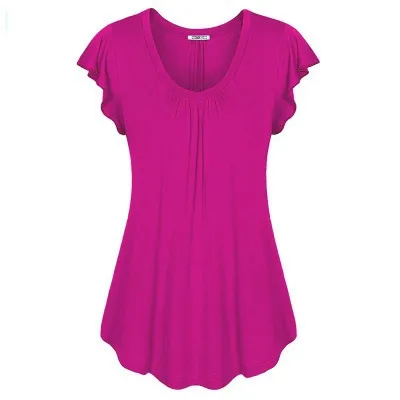 Women Dress Ladies Short Sleeves Shirts Plus Size 6xl Rose Red - Shop at LoveMi