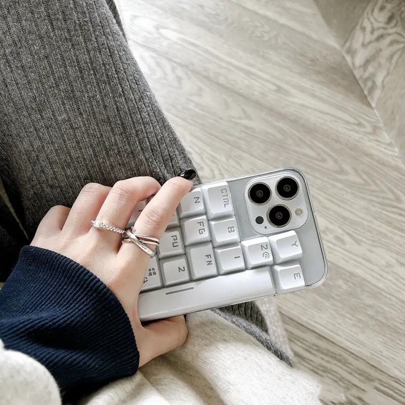 Creative White Keyboard Stereo Phone Case
