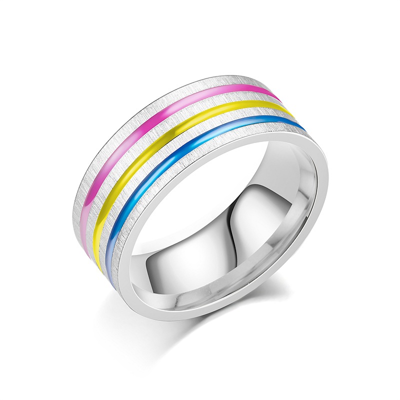 Title 2, Titanium Steel Ring Rainbow Drops Of Oil, a dur...