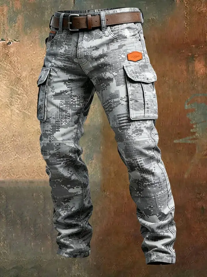 Vintage Grey Digital Camouflage Cargo Pants