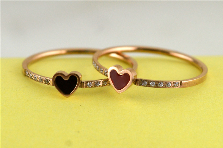 Mini Shell Love Peach Heart Titanium Steel Personality Temperament Female Ring