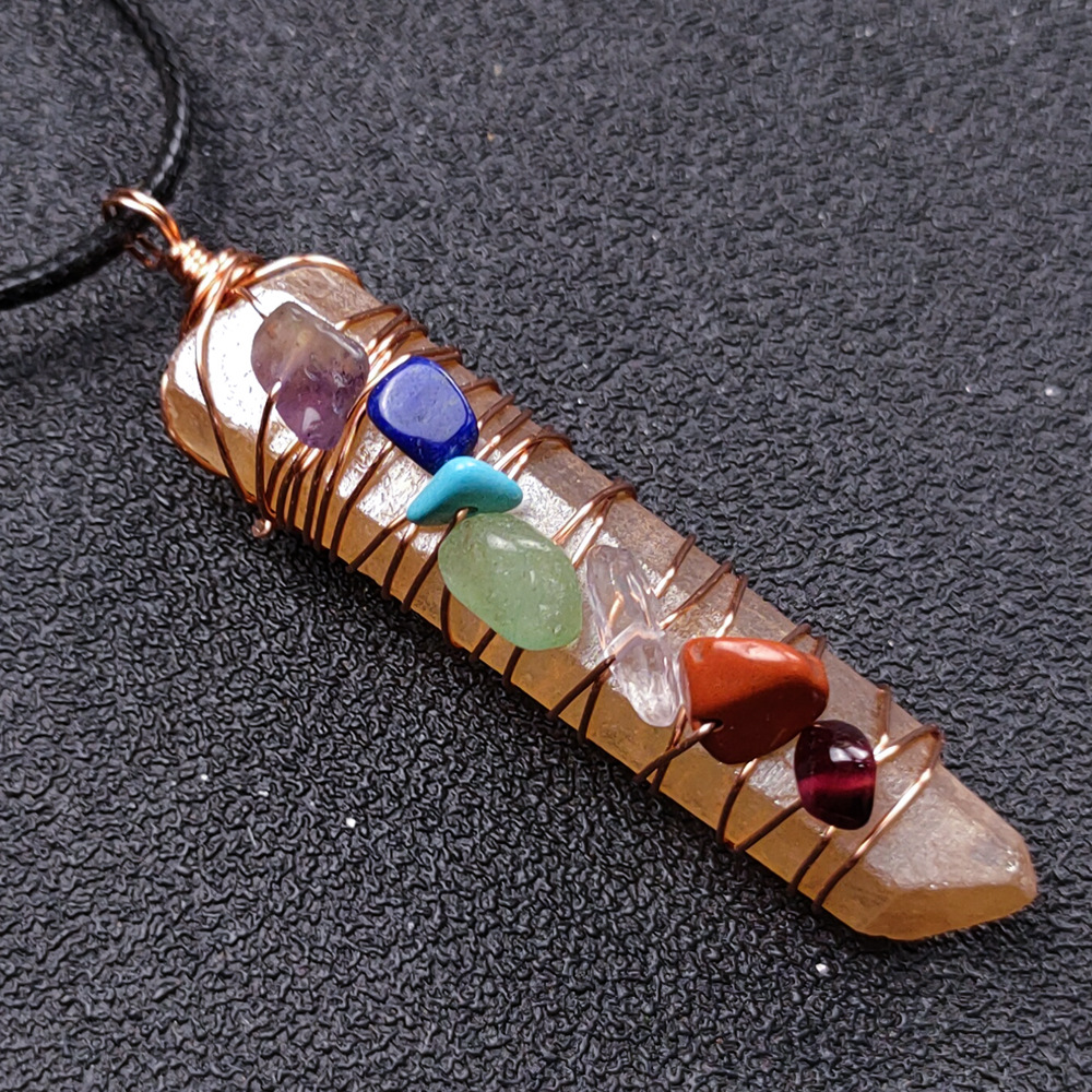 New Jade Crystal Seven Chakra Colorful Pendant