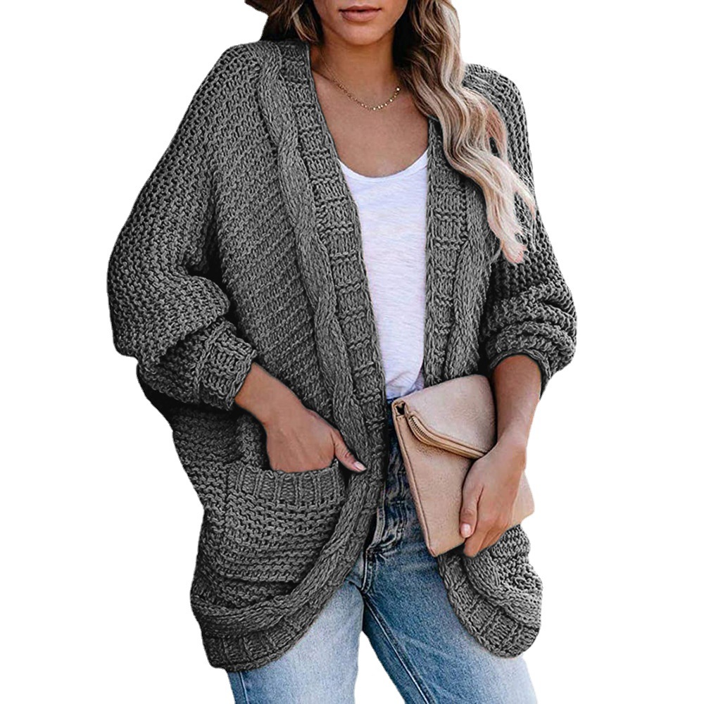 Knitwear European And American Casual Twist Rope Dolman Sleeve Sweater
