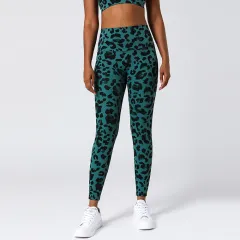 Women's New Leopard Print Yoga Pants High Waist Tight - Light Green - View 1