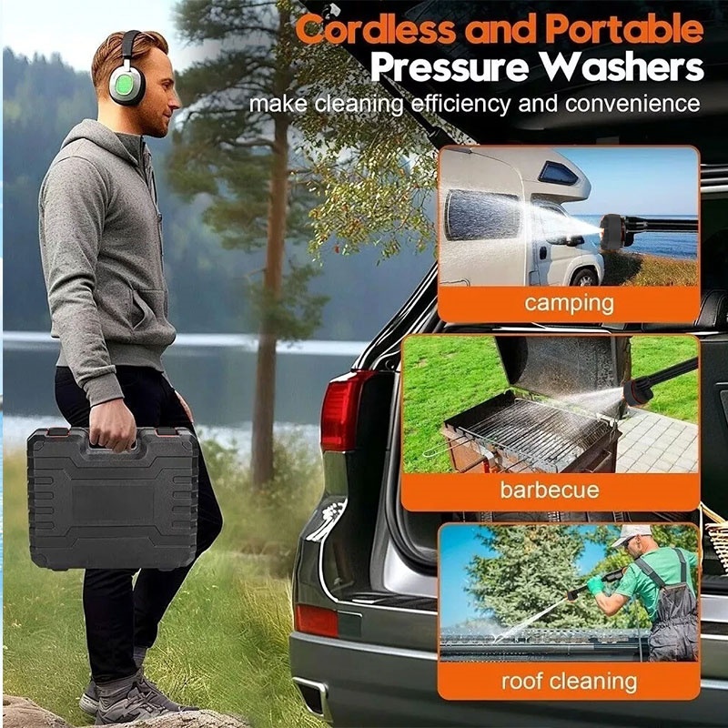 Portable 6-in-1 Cordless Car Washer With 2 Battery & Folding Bucket For Floor — image 10
