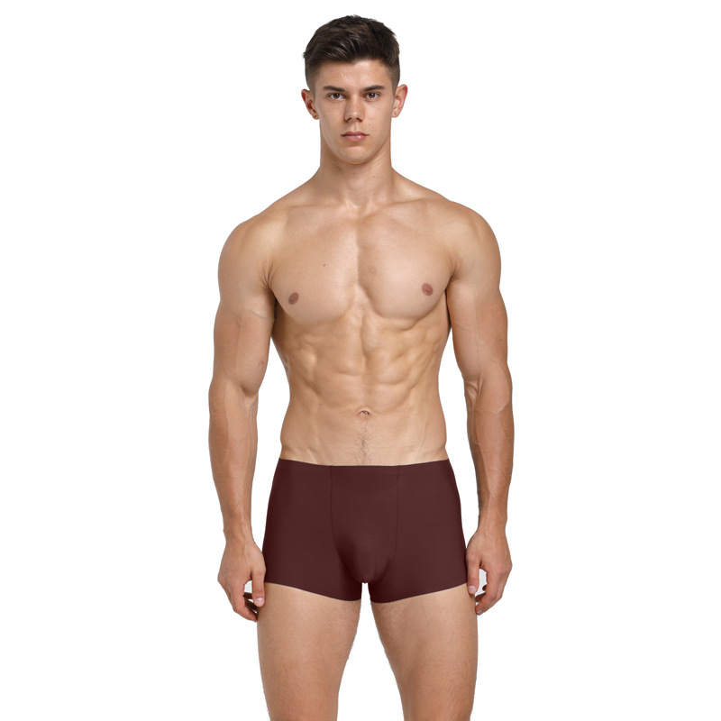 Men's Fashion Simple Solid Color Non-marking Flat Corner Boxers