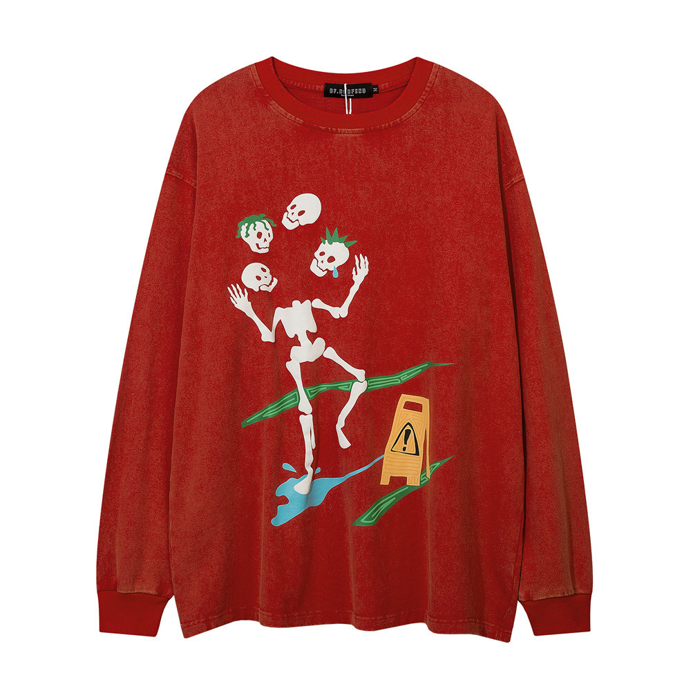 Cartoon Casual Skull Backing Round Neck Bodysuit Male