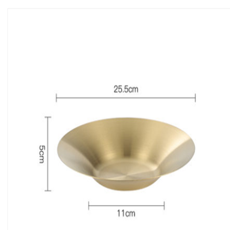 Title 1, Stainless Steel Dinner Golden Round Fruit Plate