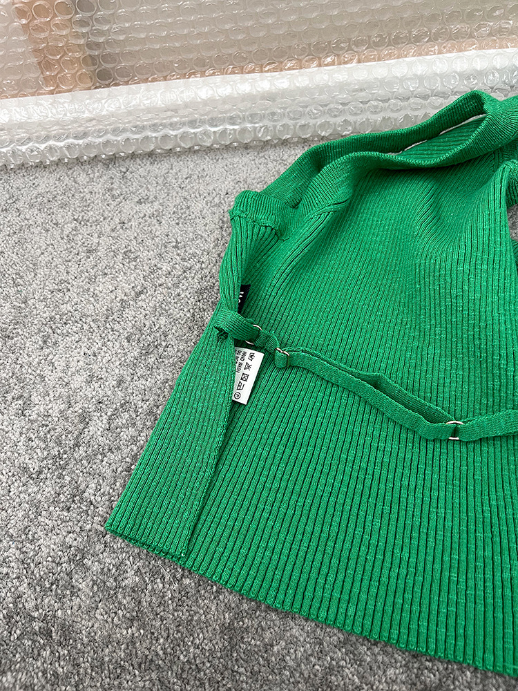 Fashionable One-shoulder Design Sense Hollow Knit Ladies' Top