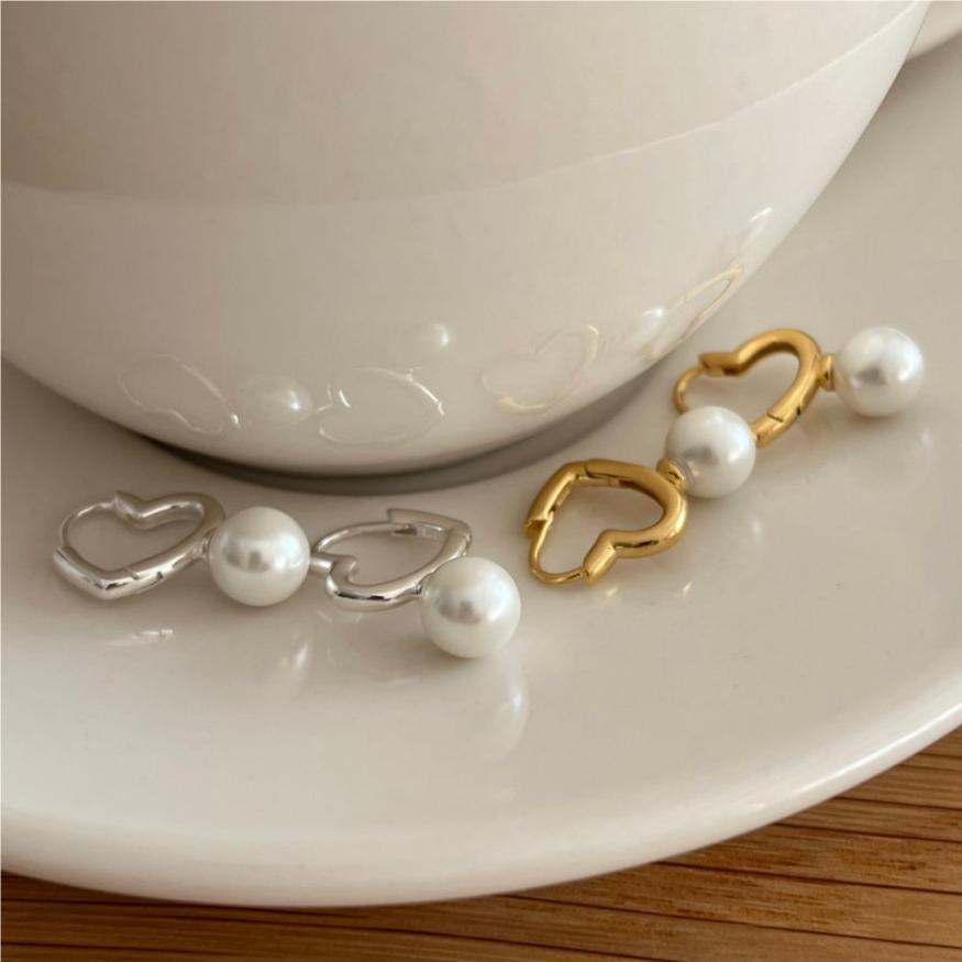 Title 8, Womens 925 Sterling Silver Pearl Heart Earring...