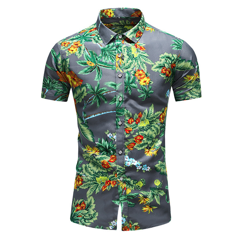 New Men's Plus Size Printed Short Sleeve Shirt