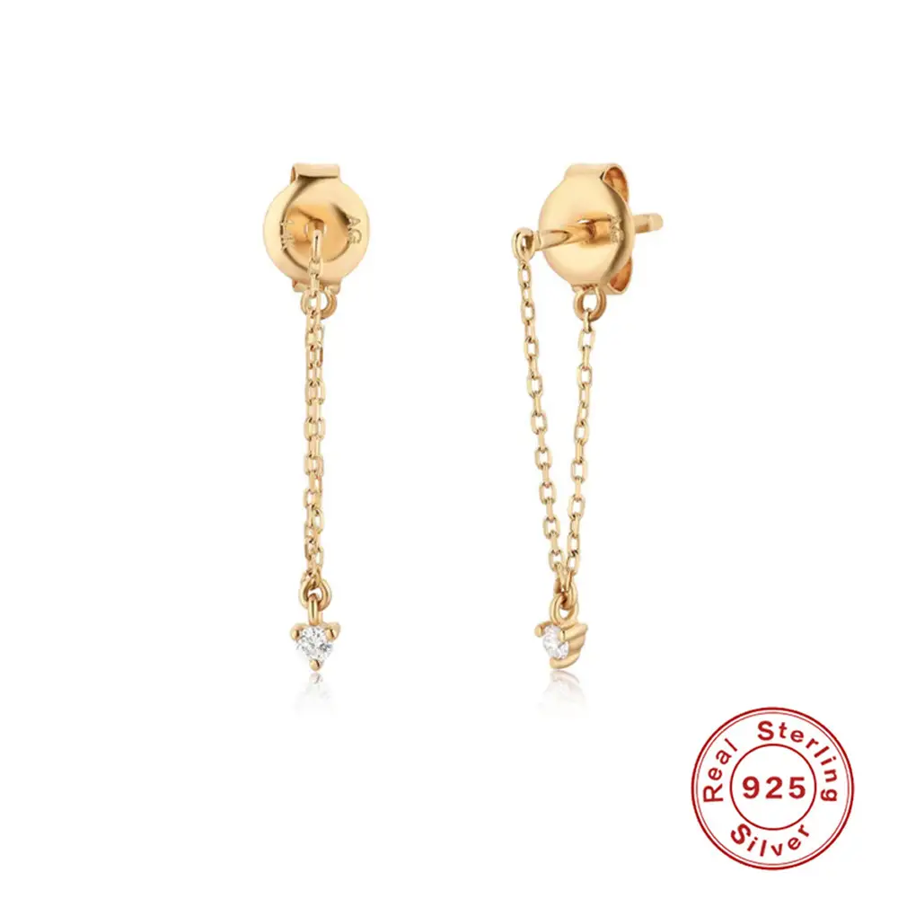 Mini Diamond Chain Tassel Earrings