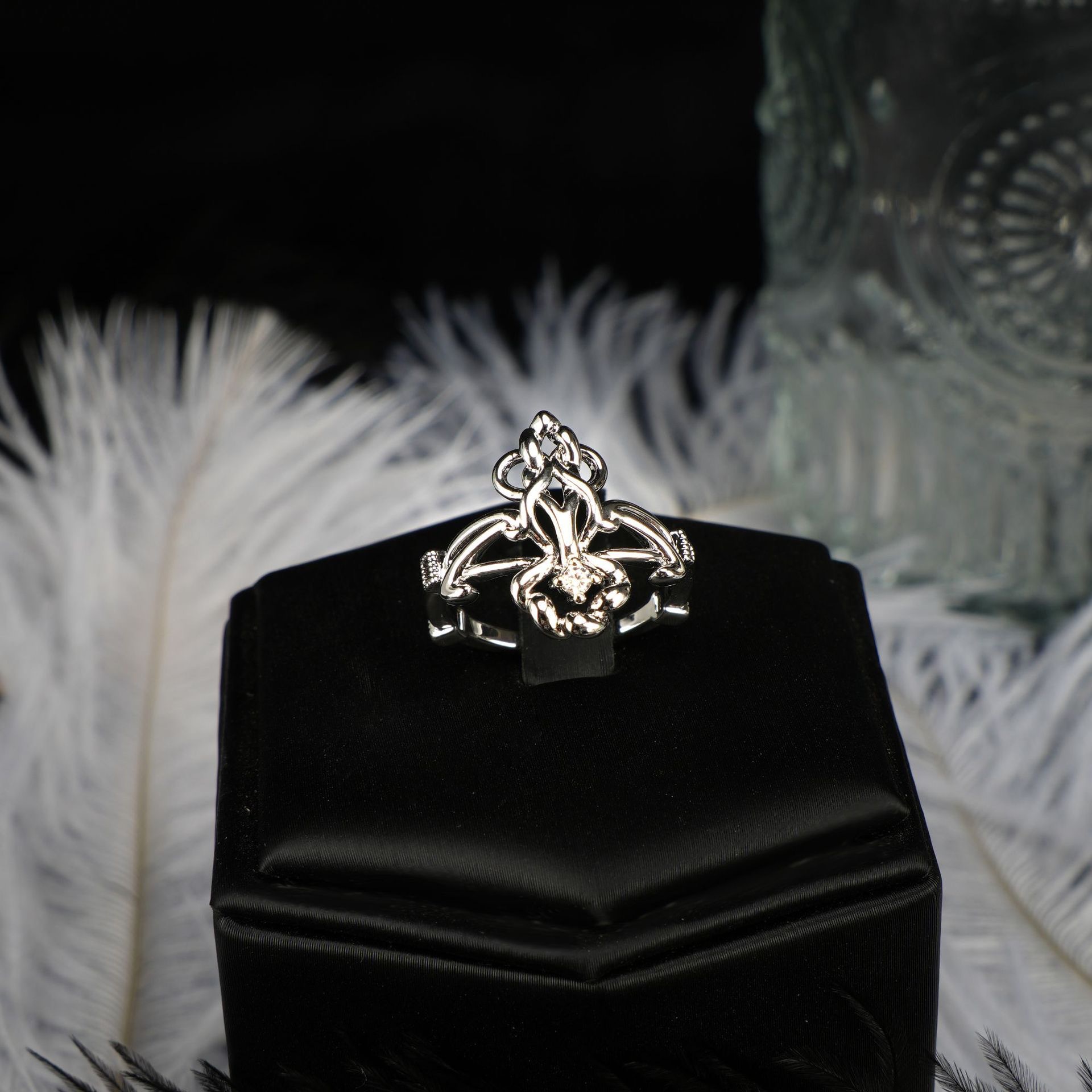 French Elegant 18K Gold Plated Copper Ring Adjustable Open Ring For Women