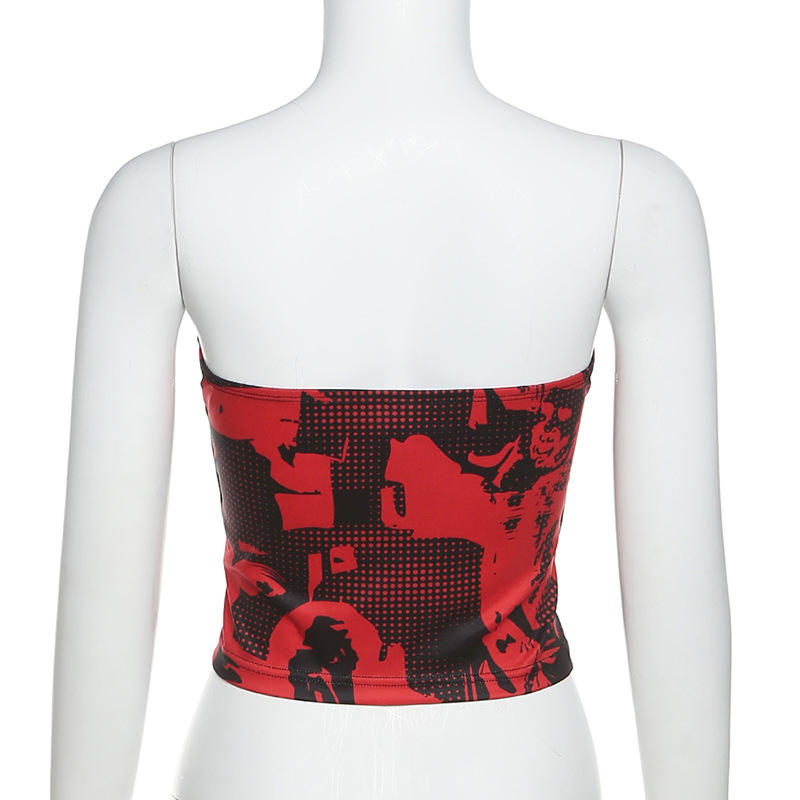 Women's Chest Wrap One-shoulder Slim Print Vest