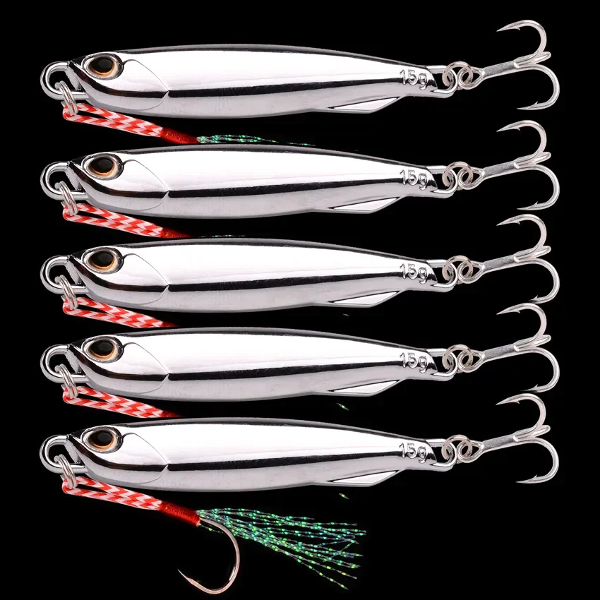 15g Plating Silvery Metal Jig Lure Sea Fishing Bait Fishing Lure Saltwater Bass Tackle