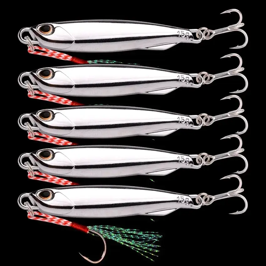 15g Plating Silvery Metal Jig Lure Sea Fishing Bait Fishing Lure Saltwater Bass Tackle