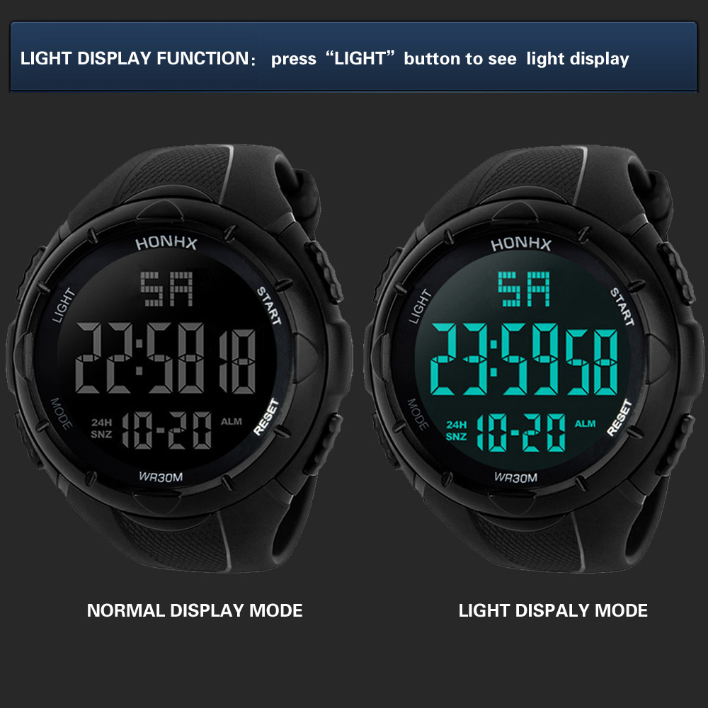 Men's Electronic Watch Negative Black Large Screen Sport Watch