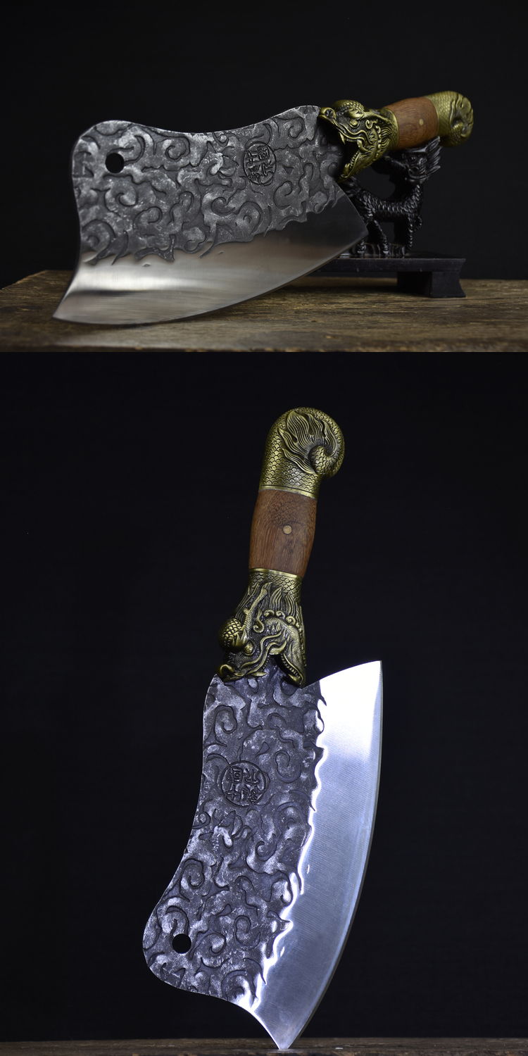 سكين تقطيع عظمي بمقبض على شكل تنين