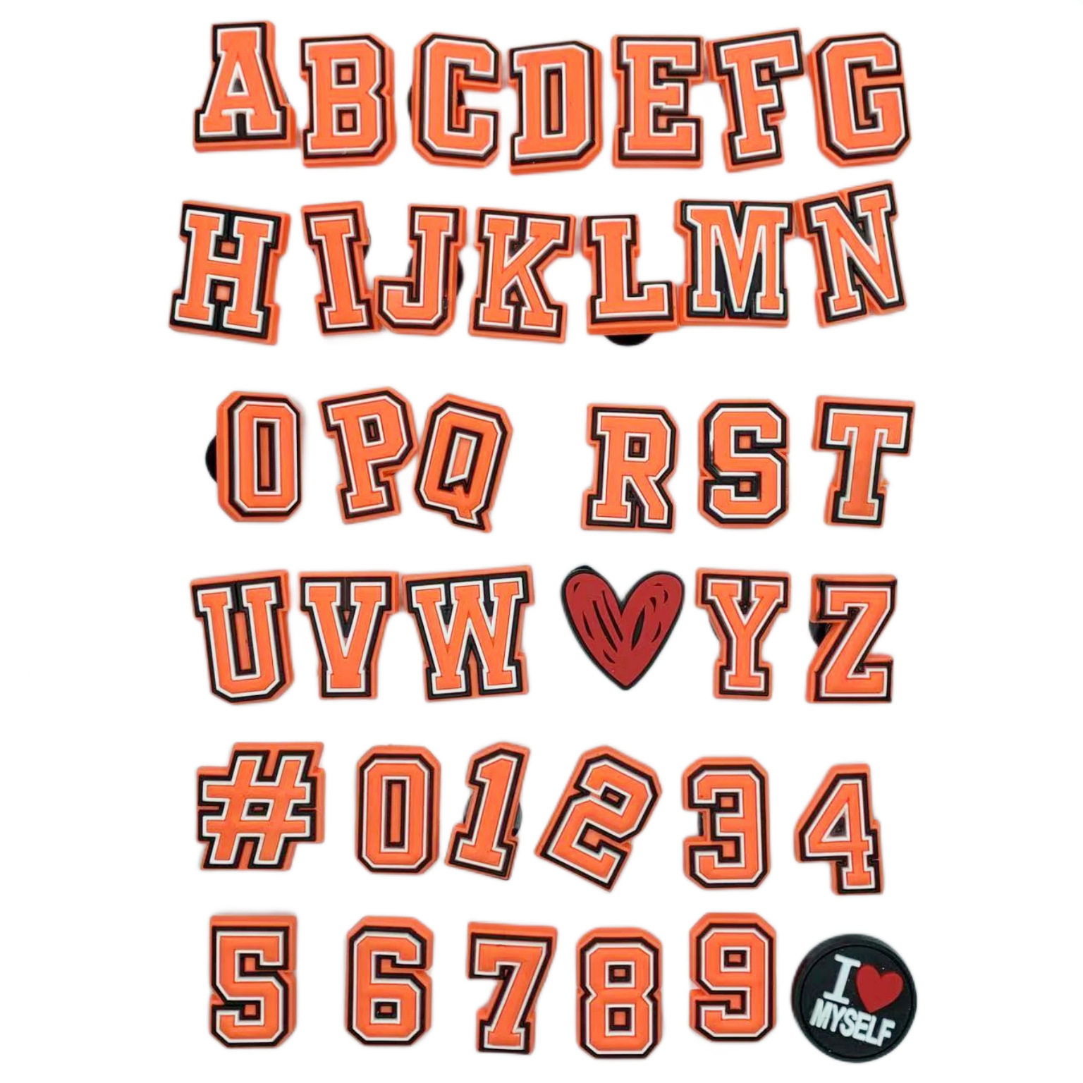 Orange Letters And Numbers Series Accessories Diy Shoe Bottom Buckle