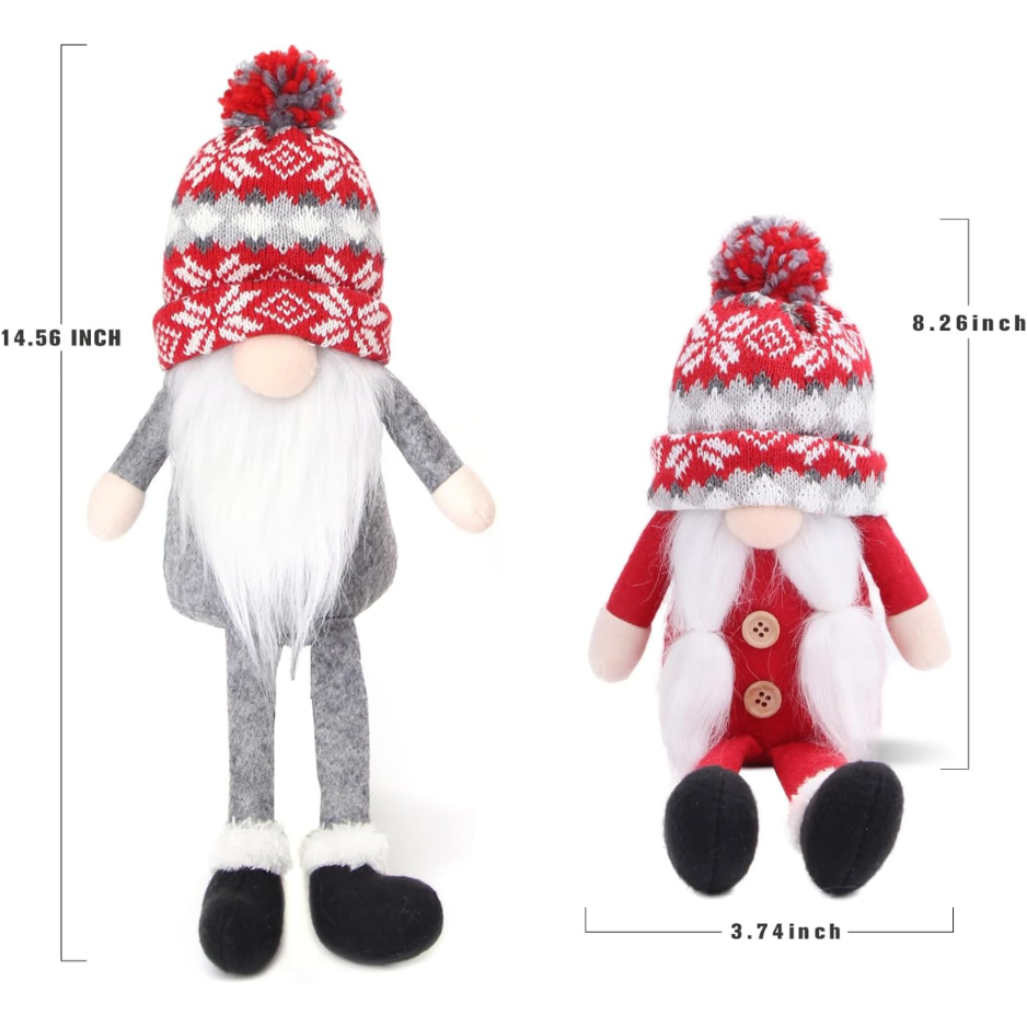Christmas Gnomes Decorations 2 Pack Handmade Elf Santa Tomte Swedish Gnome Scandinavian Figurine Nordic Gnome Christmas Table Home Ornaments For Holiday Party Gifts