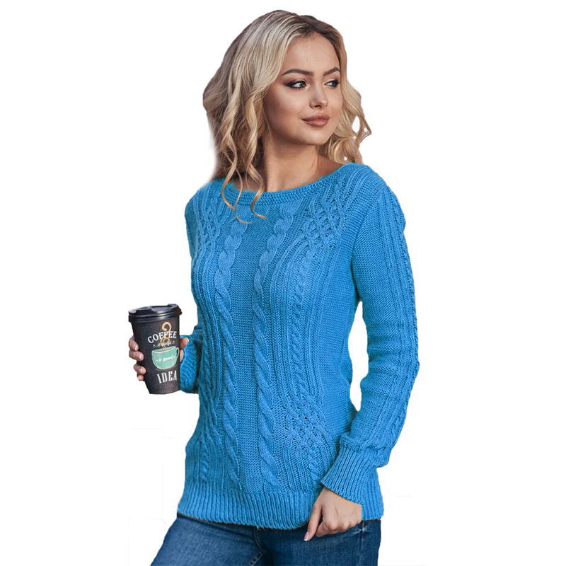 Title 7, Fluorescent Round Neck Twist Twist Casual Knitt...