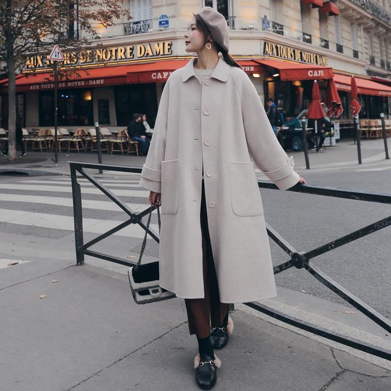 Women's Mid-length Thick Windbreaker Woolen Coat