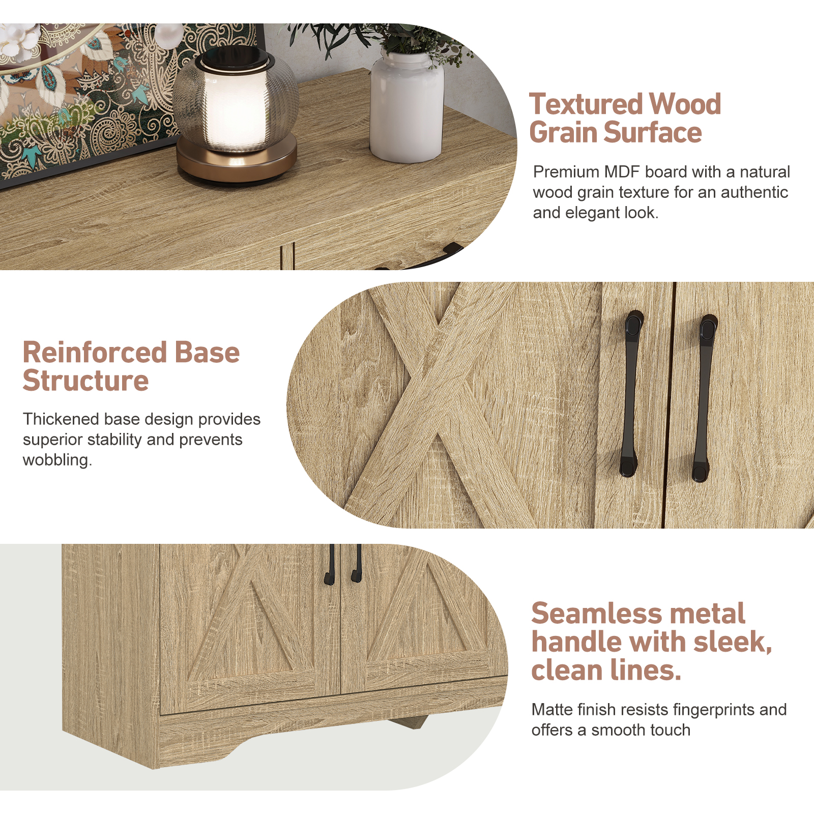 Wooden Sideboard 3 Drawers 3 Doors Entryway Dining Room Console Living Storage — image 8
