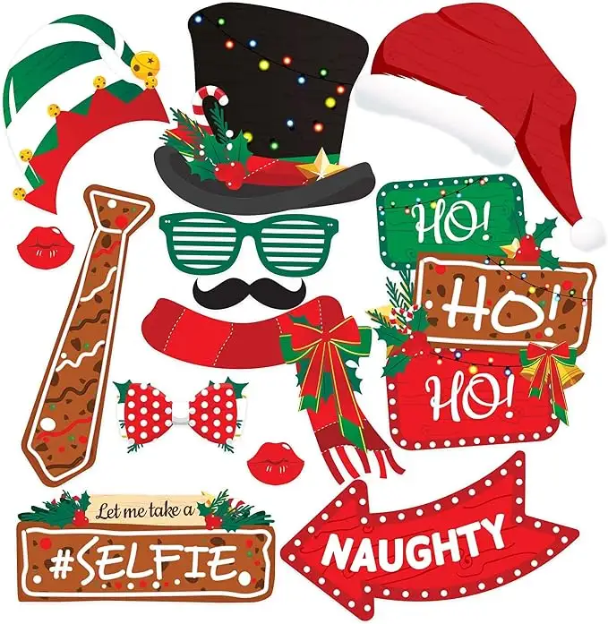 Christmas Photo Booth Props Set, Fun Holiday