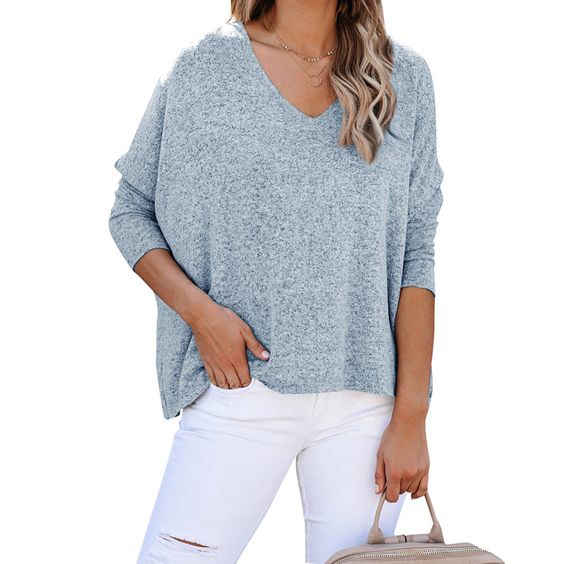 Title 13, Bat Sleeve V-Neck Loose Pullover Top