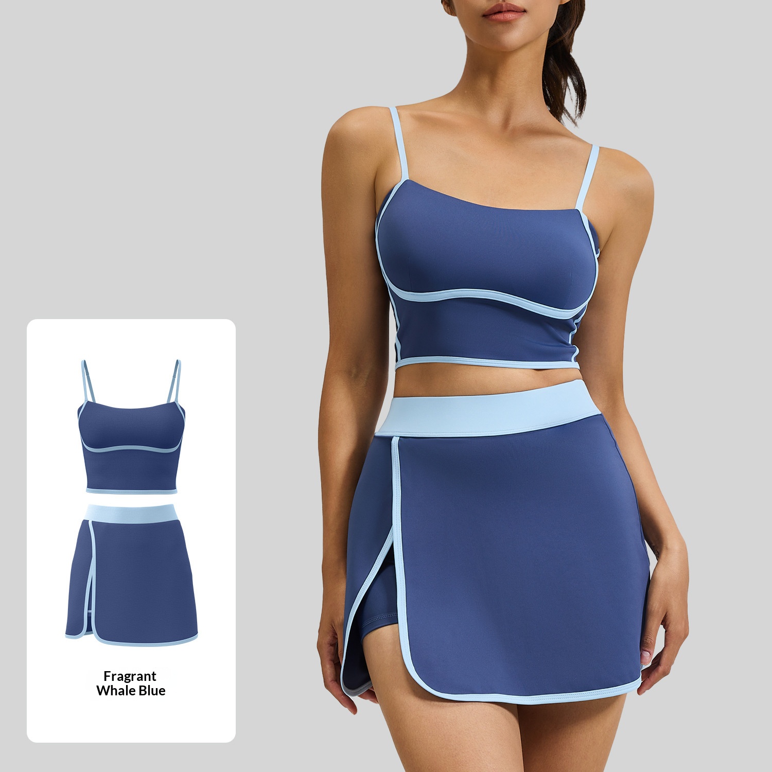 Summer Linear Sports Outfit, Anti-Chafing Activewear For Outdoor Running, Fitness And Yoga