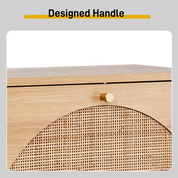 2-Tilt Shoe Cabinet With Arched Rattan Surface, MDF With Triamine, 54x24x98cm... 9