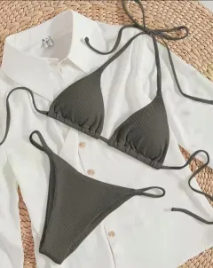 Factory Women's Sexy Small Rib Bikini Tie Bikini Set Two Piece Swimsuit Beach Wear - Style7-M - View 1