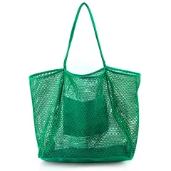 Beach Tote Storage Large Capacity Mesh Hollow Bag - Green - View 1
