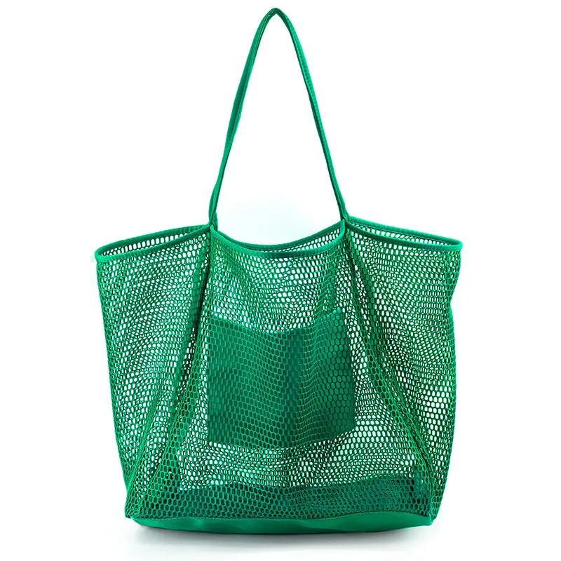 Beach Tote Storage Large Capacity Mesh Hollow Bag - Green