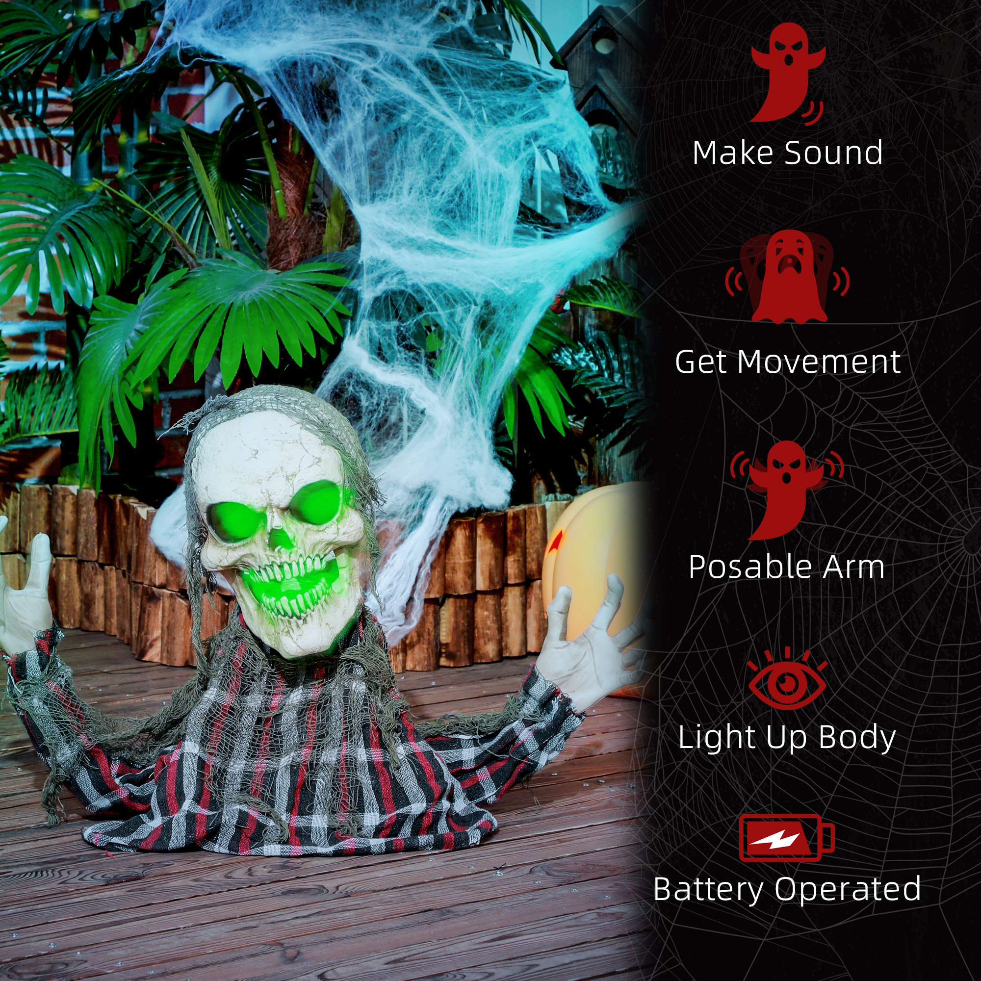 A 70 centimeter tall groundbreaker skeleton halloween