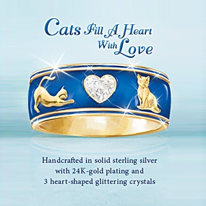 Heart-shaped Cat Ring Two-color Plating