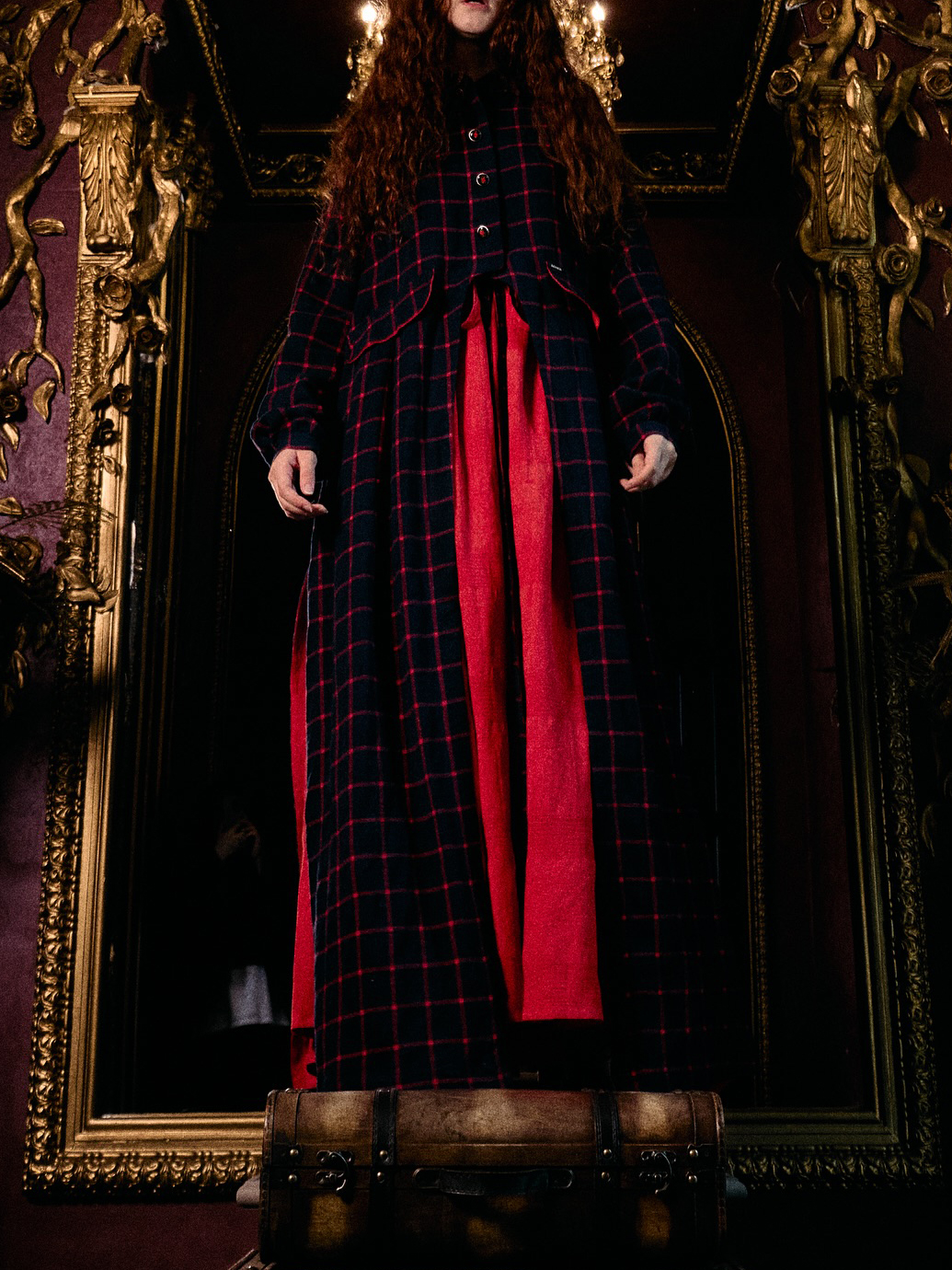 Plaid Coat and Maxi Dress Set