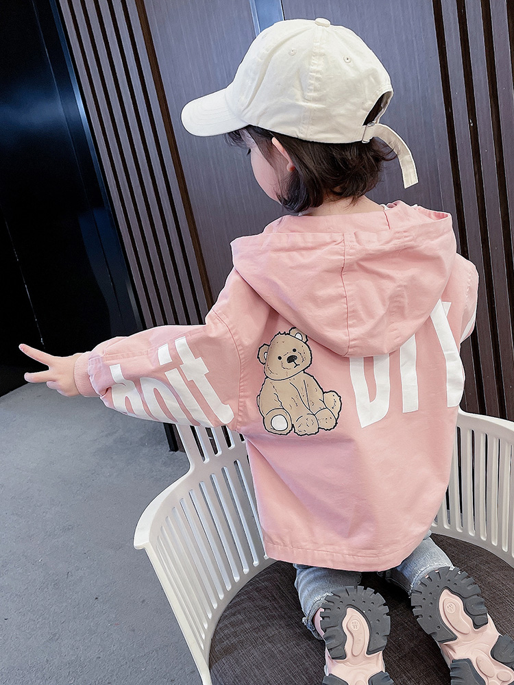 Girls' Hooded Jacket Spring And Autumn Windbreaker