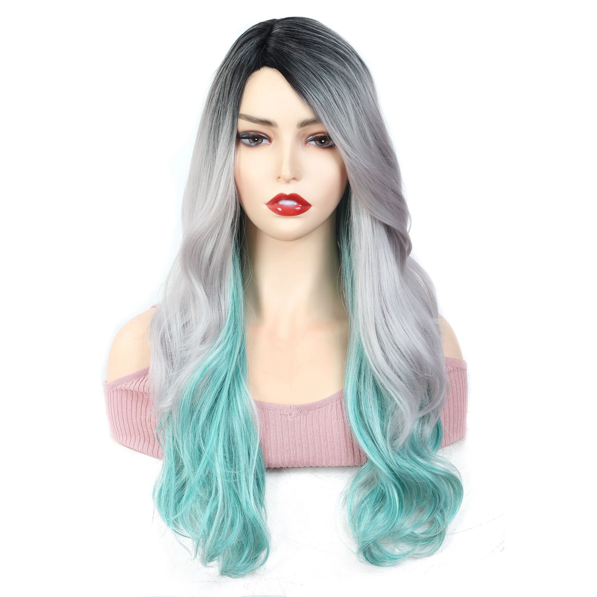 New Fashion Temperament Wig Chemical Fiber Front Lace Long Curly Hair Headgear