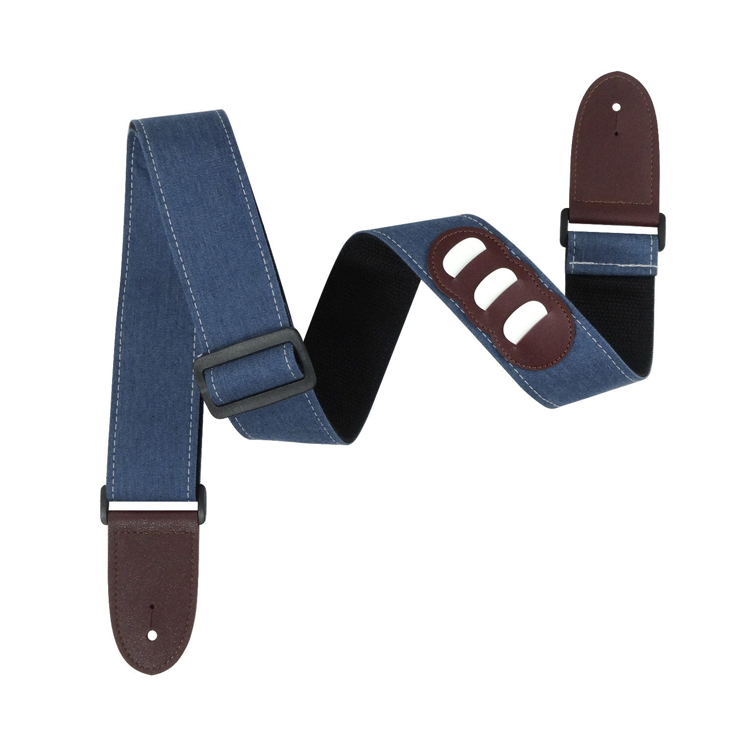 Title 3, Cotton Denim Guitar Strap With Pick Storage Fun...