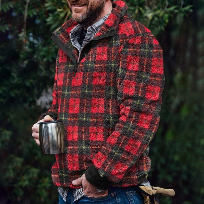 Autumn And Winter Casual Button Pocket Flannel Plush Men's Sweater