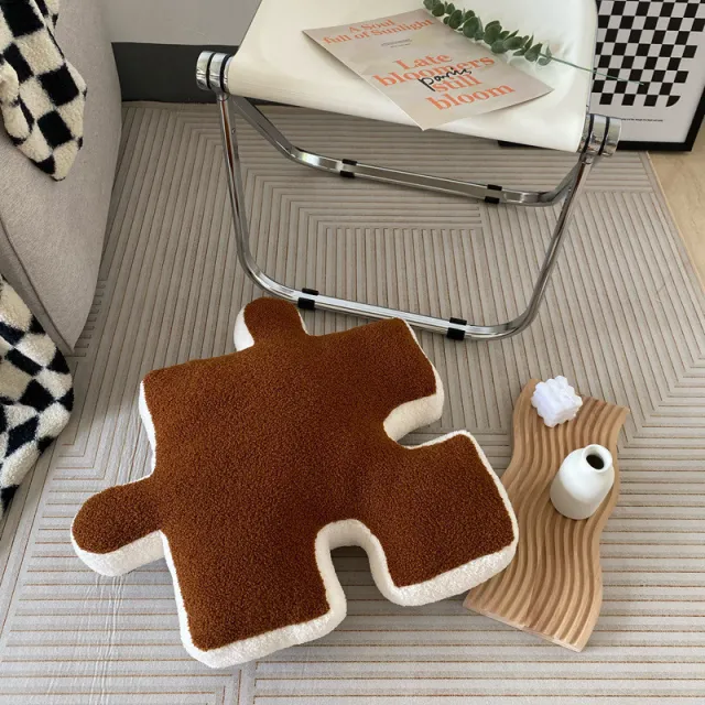 Fashion Stuffed Creative Puzzle Shaped Pillow Modern Spliceable Cushion Throw Pillow Living Room Waist Cushion Home Decoration Brown - Shop at LoveMi