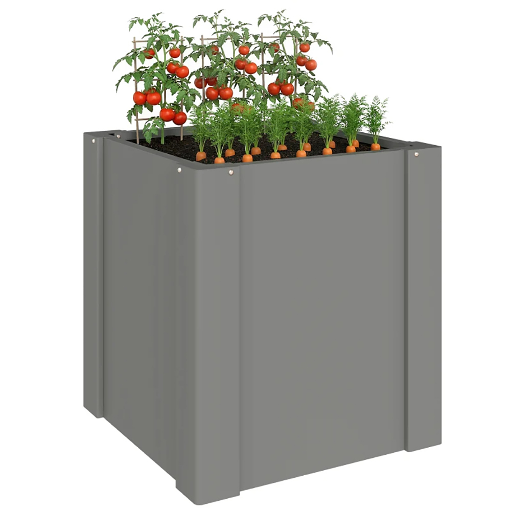 Raised Garden Bed Galvanized Planter Box Outdoor Open-Bottom Design With Gloves For Gardening Vegetables, Flower 4
